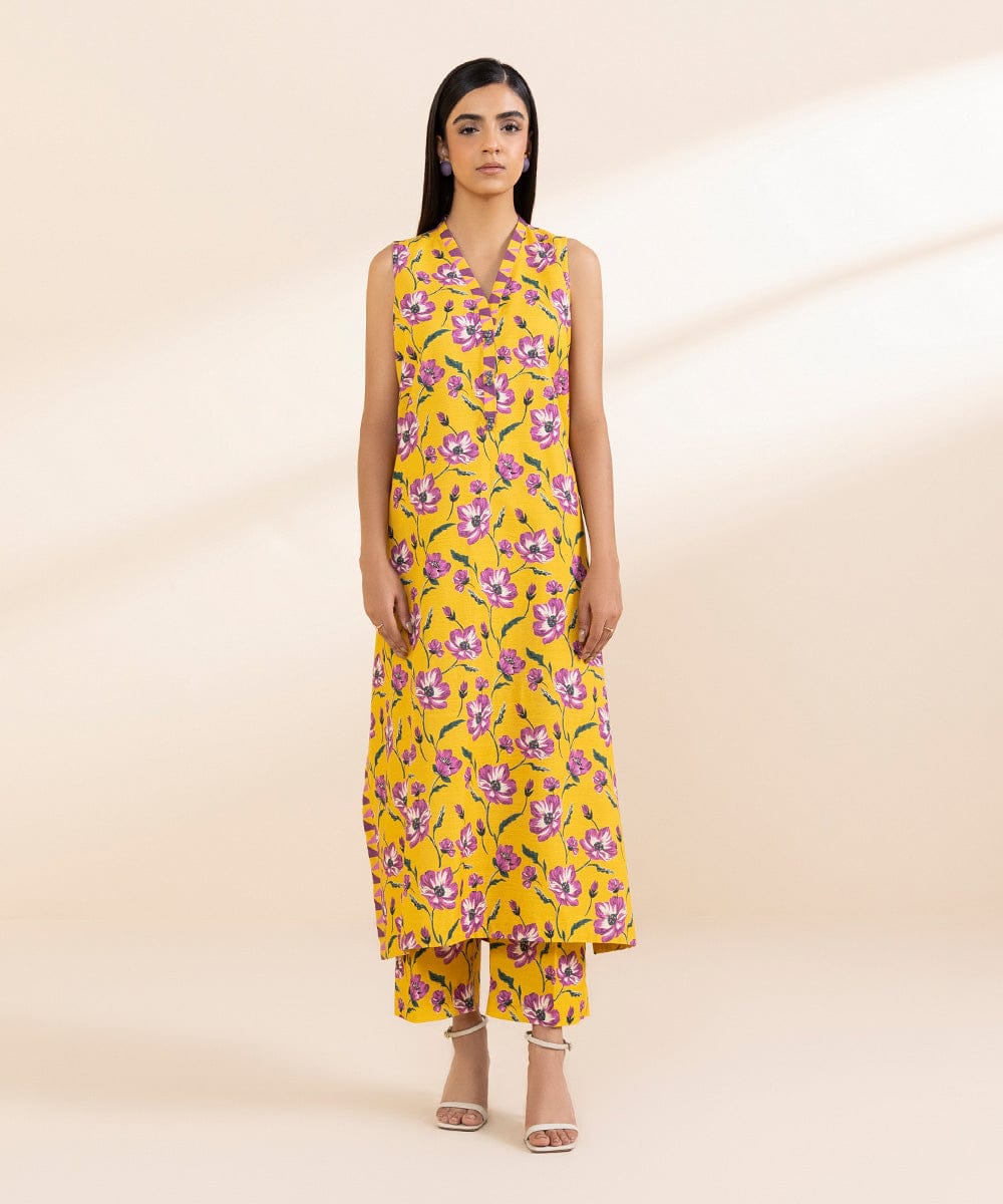 Sapphire 2-Piece Printed Light Khaddar Suit – Sunshine Bloom Edition