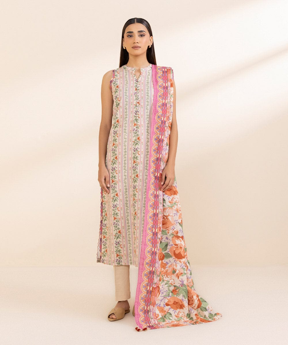 Sapphire 2-Piece Printed Light Khaddar Suit – Soft Bloom Elegance
