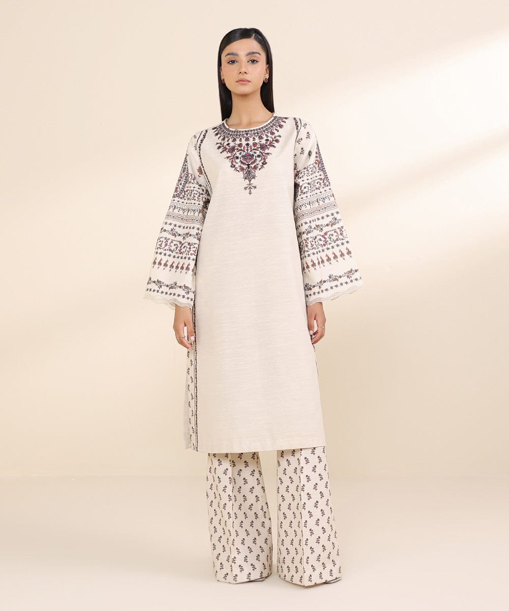 Sapphire 2-Piece Dyed & Embroidered Khaddar Suit – Winter Heritage Collection