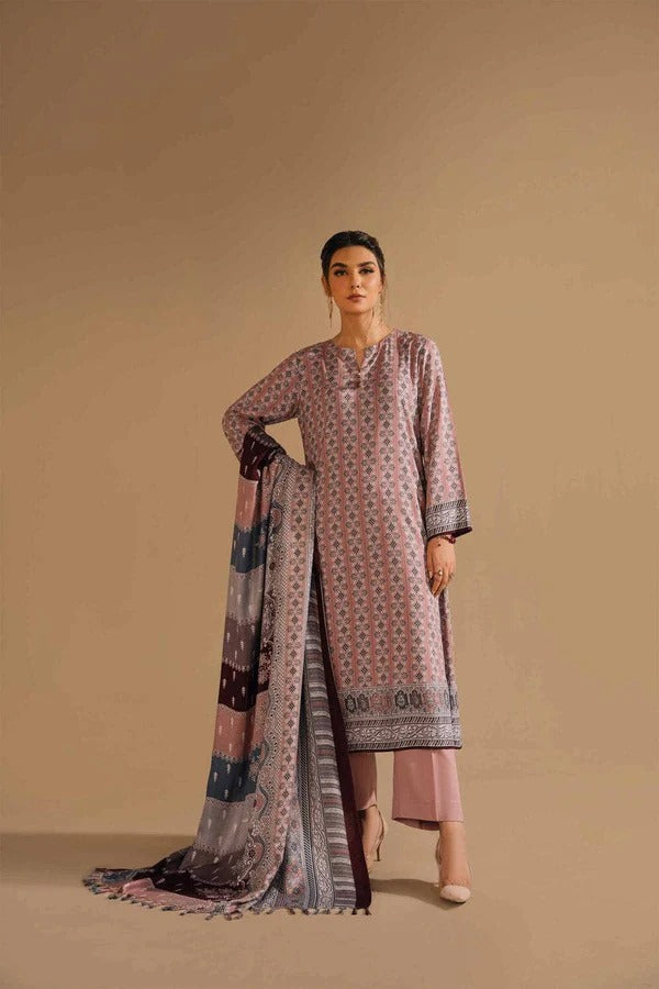 Nishat Premium Winter Khaddar 3-Piece Suit – Soft Lilac Geometric Elegance
