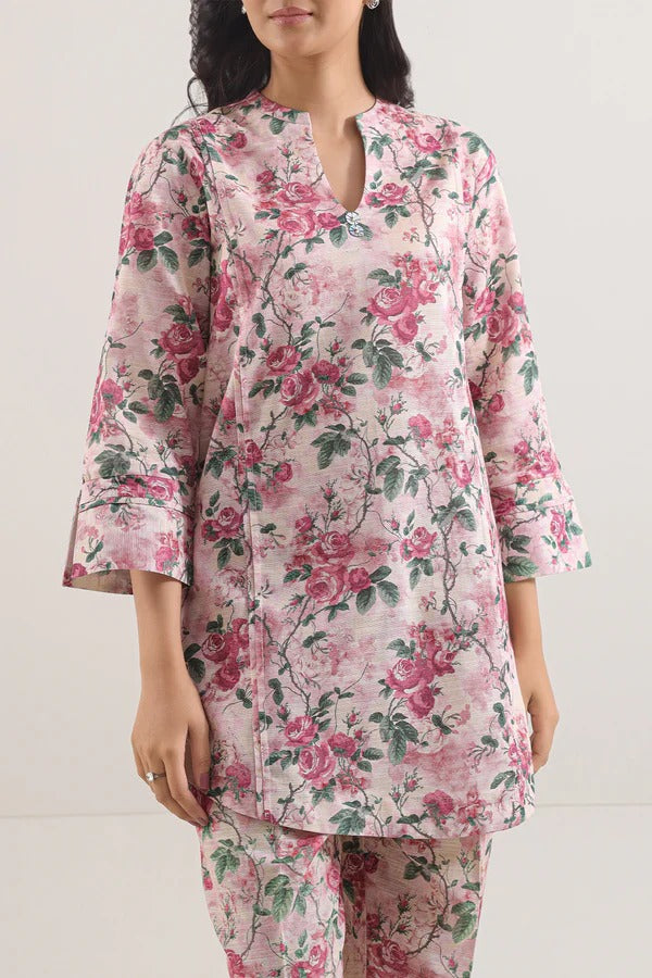 Saya Premium Printed Khaddar 2-Piece Suit – Soft Rose Garden Floral Cotton Khaddar Shirt & Trouser