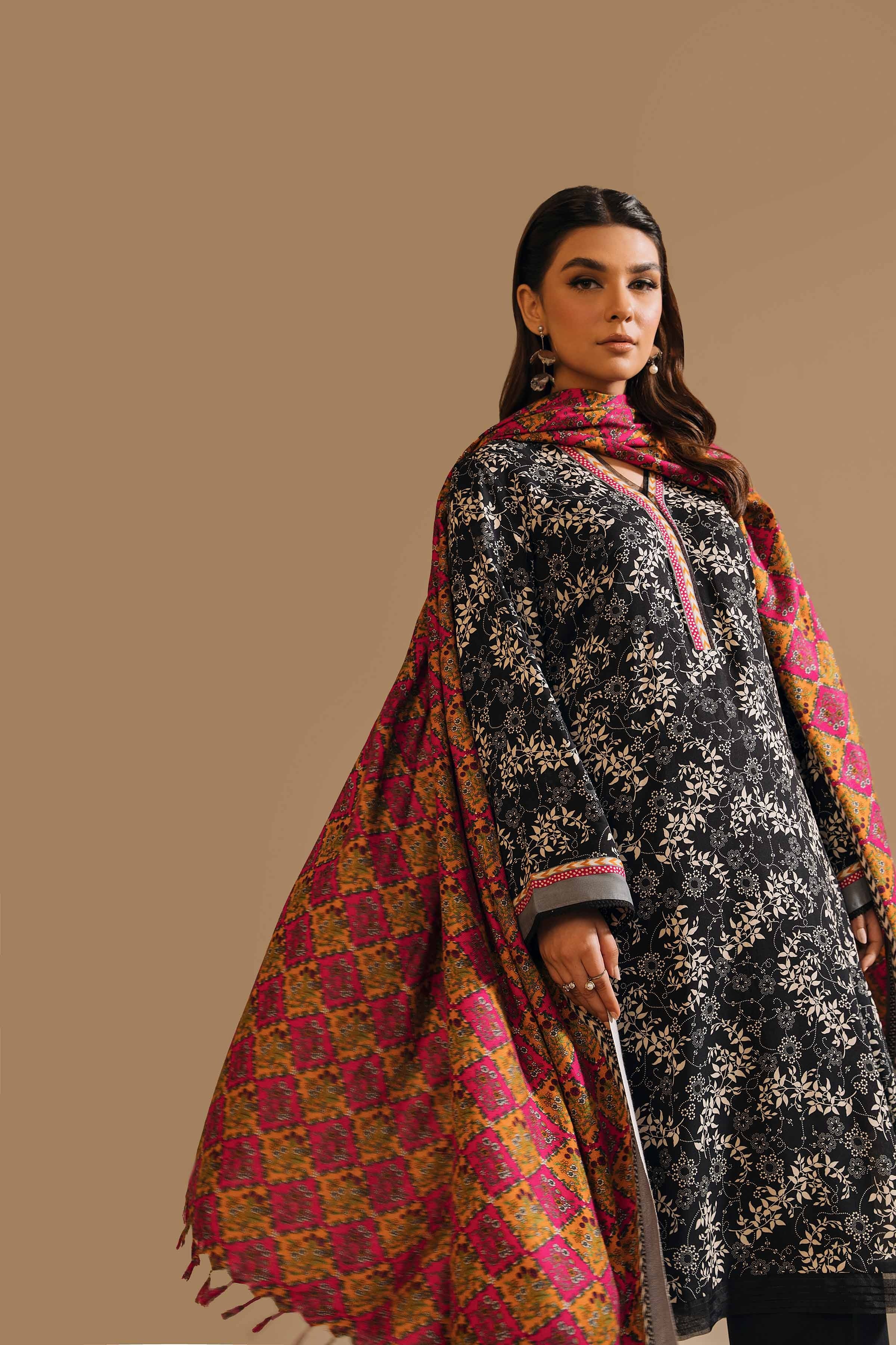 Nishat Premium Winter Khaddar 3-Piece Suit – Noir Garden Elegance