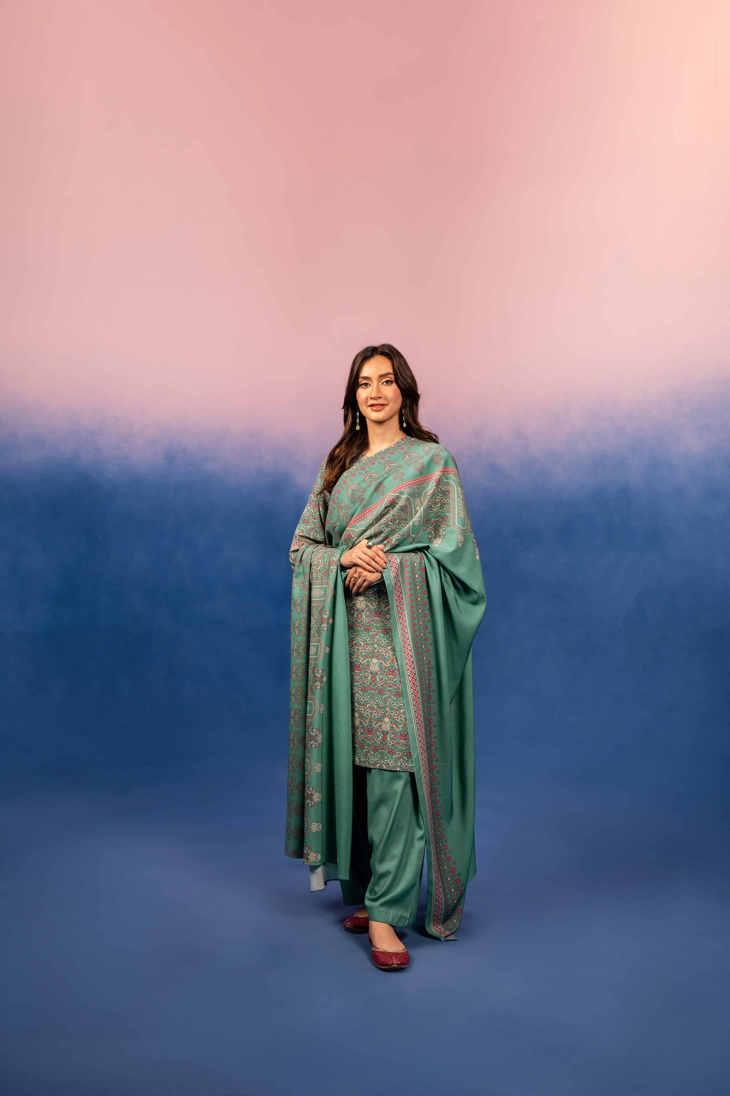 Nishat Premium Khaddar 3-Piece Winter Suit – Icy Teal Mist