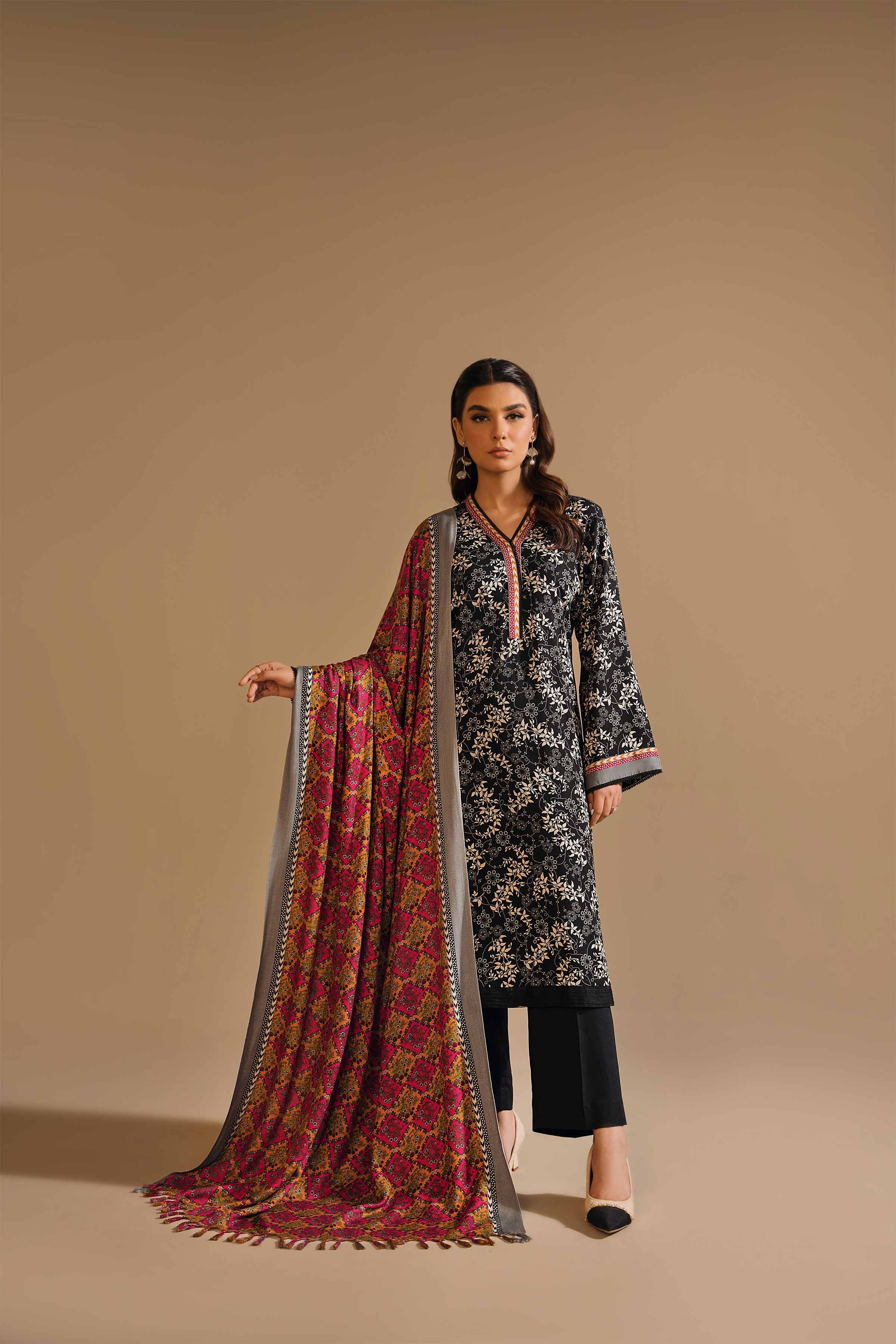 Nishat Premium Winter Khaddar 3-Piece Suit – Noir Garden Elegance