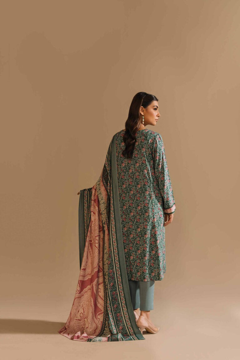 Nishat Premium Khaddar Winter 3-Piece Suit – Icy Blue Paisley Bloom
