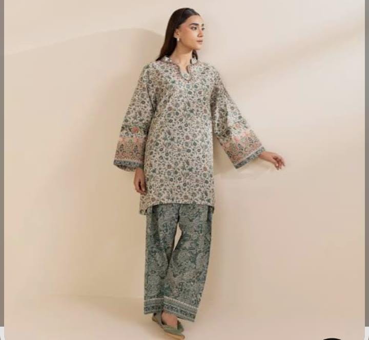 Sapphire 2-Piece Printed Khaddar Suit – Classic Winter Embroidered Elegance