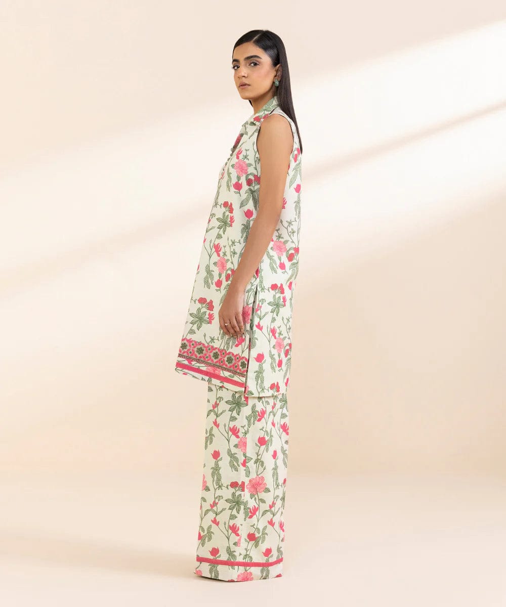 Sapphire 2-Piece Printed Light Khaddar Suit – Elegant Floral Edition with Embroidered Border