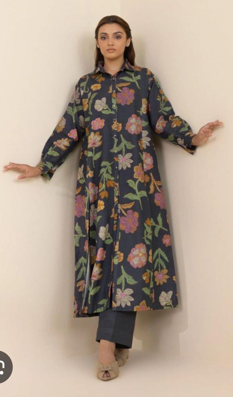 Sapphire 1-Piece Printed Khaddar Shirt – Winter Floral Collection