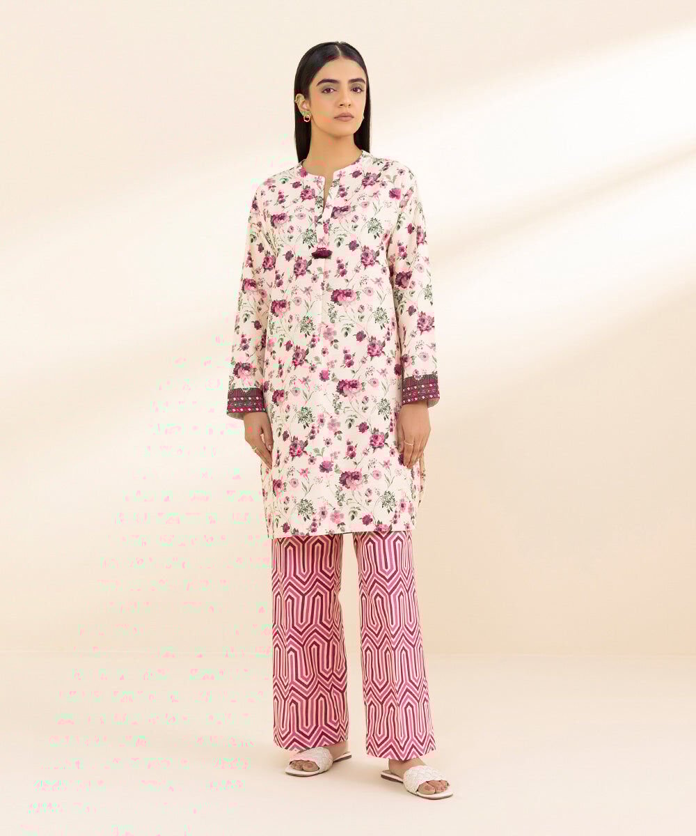 Sapphire 2-Piece Printed Light Khaddar Suit – Winter Bloom Edition