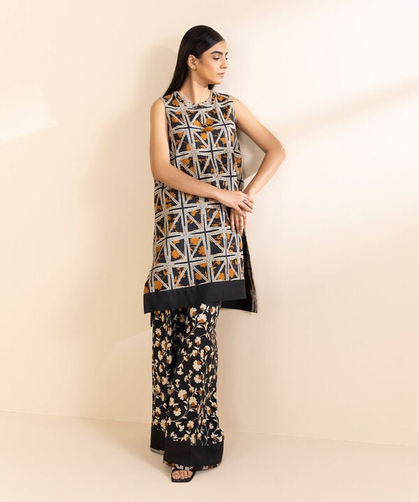 Sapphire 2-Piece Printed Light Khaddar Suit – Modern Geometric Winter Ensemble