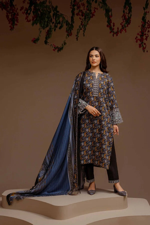 Nishat Premium Winter Khaddar 3-Piece Suit – Midnight Blue Mosaic
